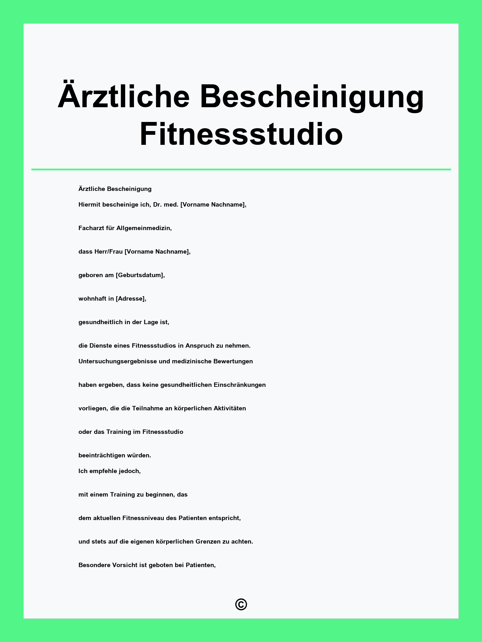 Ärztliche Bescheinigung Fitnessstudio Muster