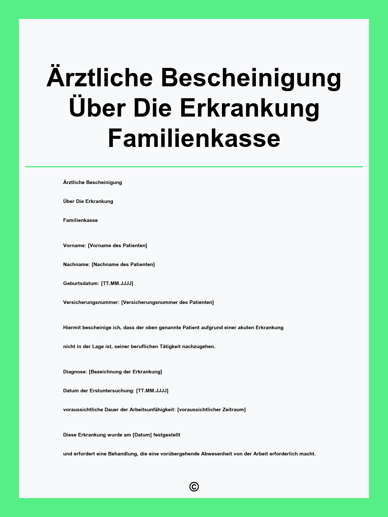 Ärztliche Bescheinigung Über Die Erkrankung Familienkasse