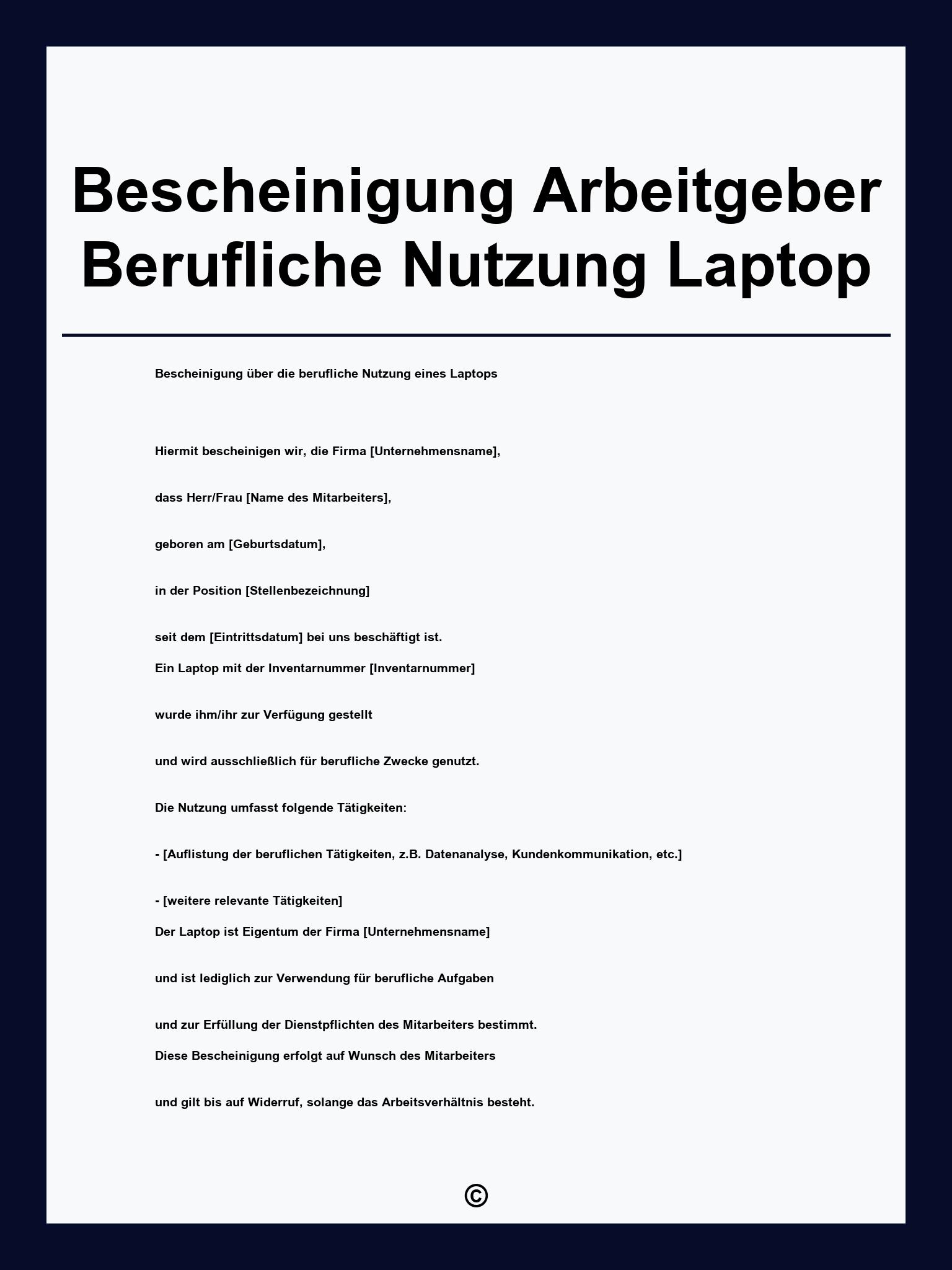 Bescheinigung Arbeitgeber Berufliche Nutzung Laptop Vorlage