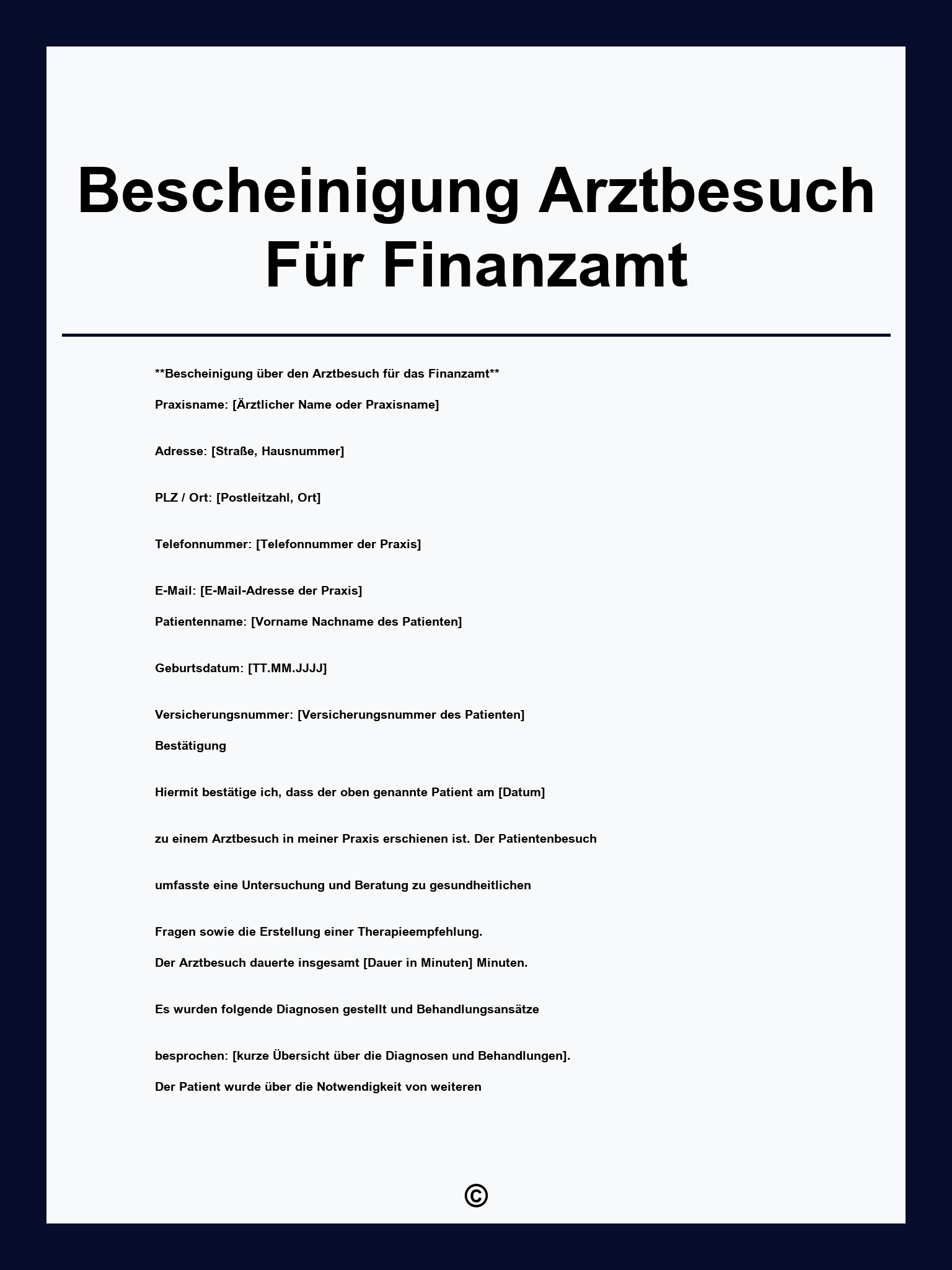 Vorlage Bescheinigung Arztbesuch Für Finanzamt