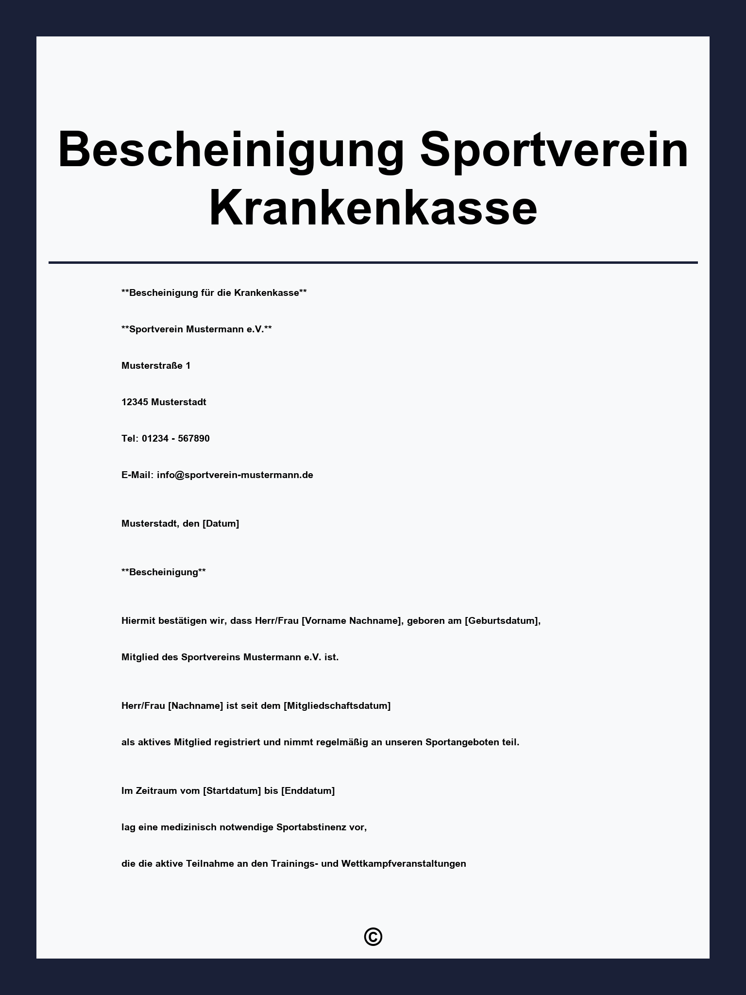 Bescheinigung Sportverein Krankenkasse