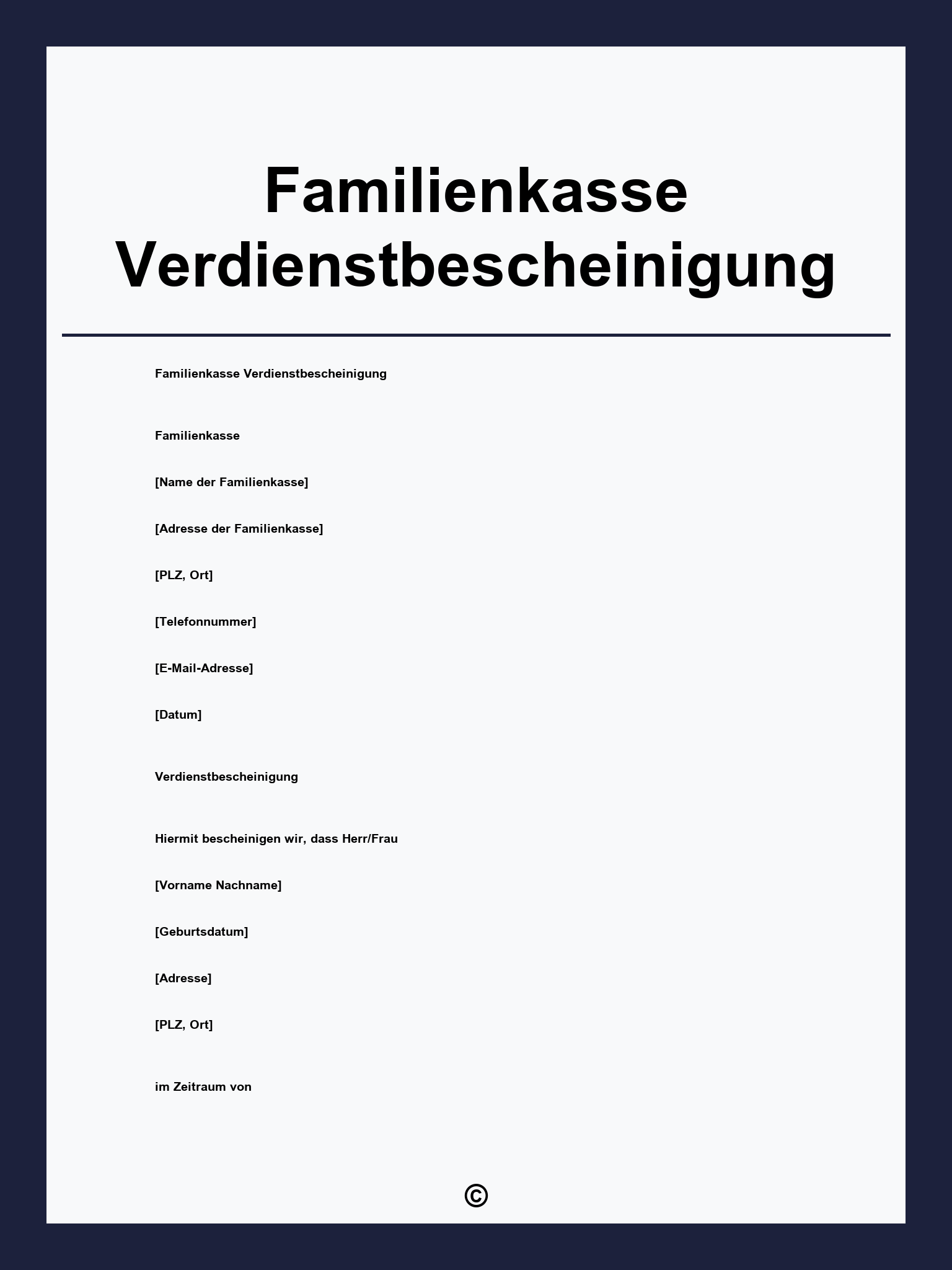 Familienkasse Verdienstbescheinigung