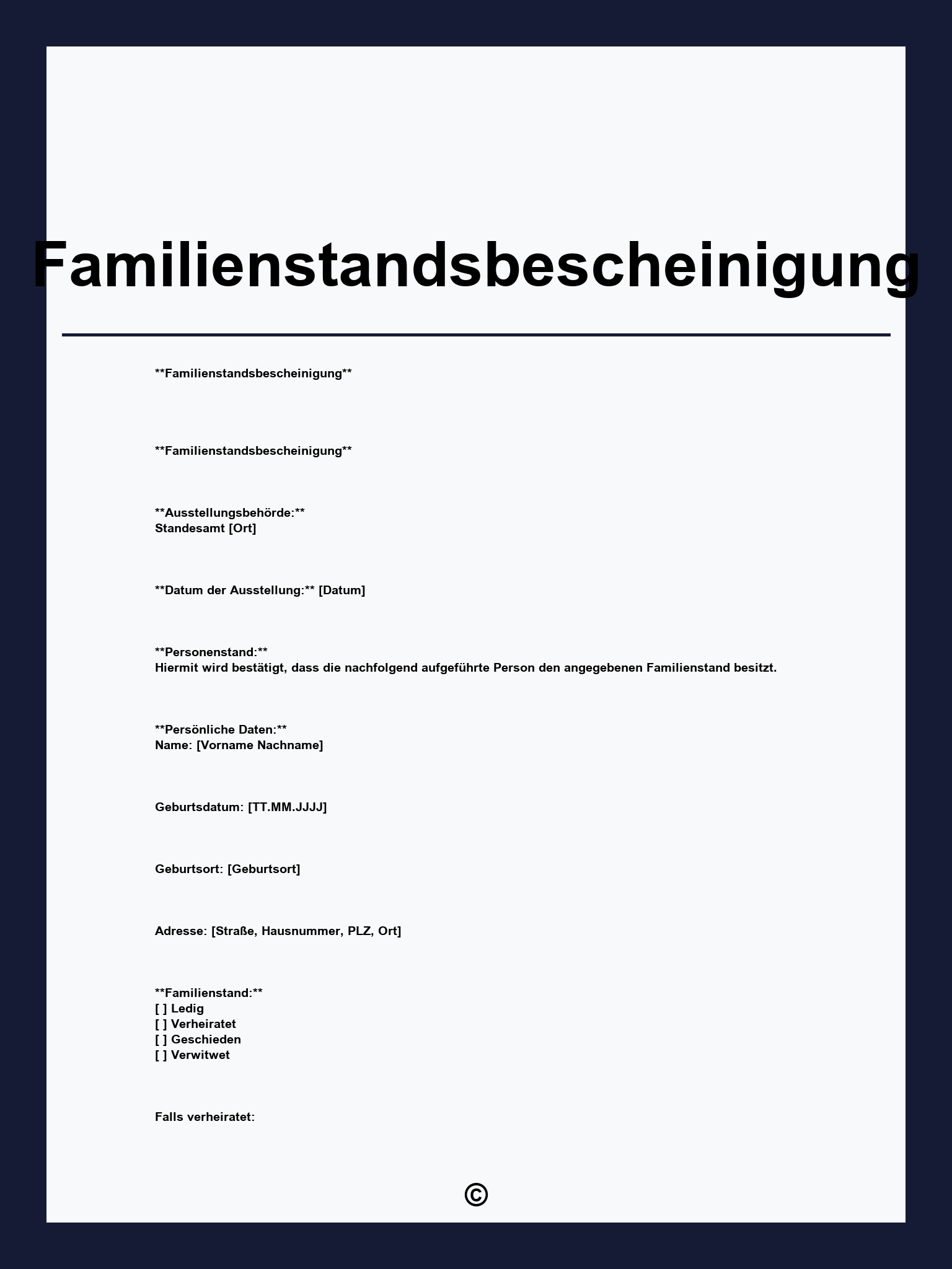 Familienstandsbescheinigung