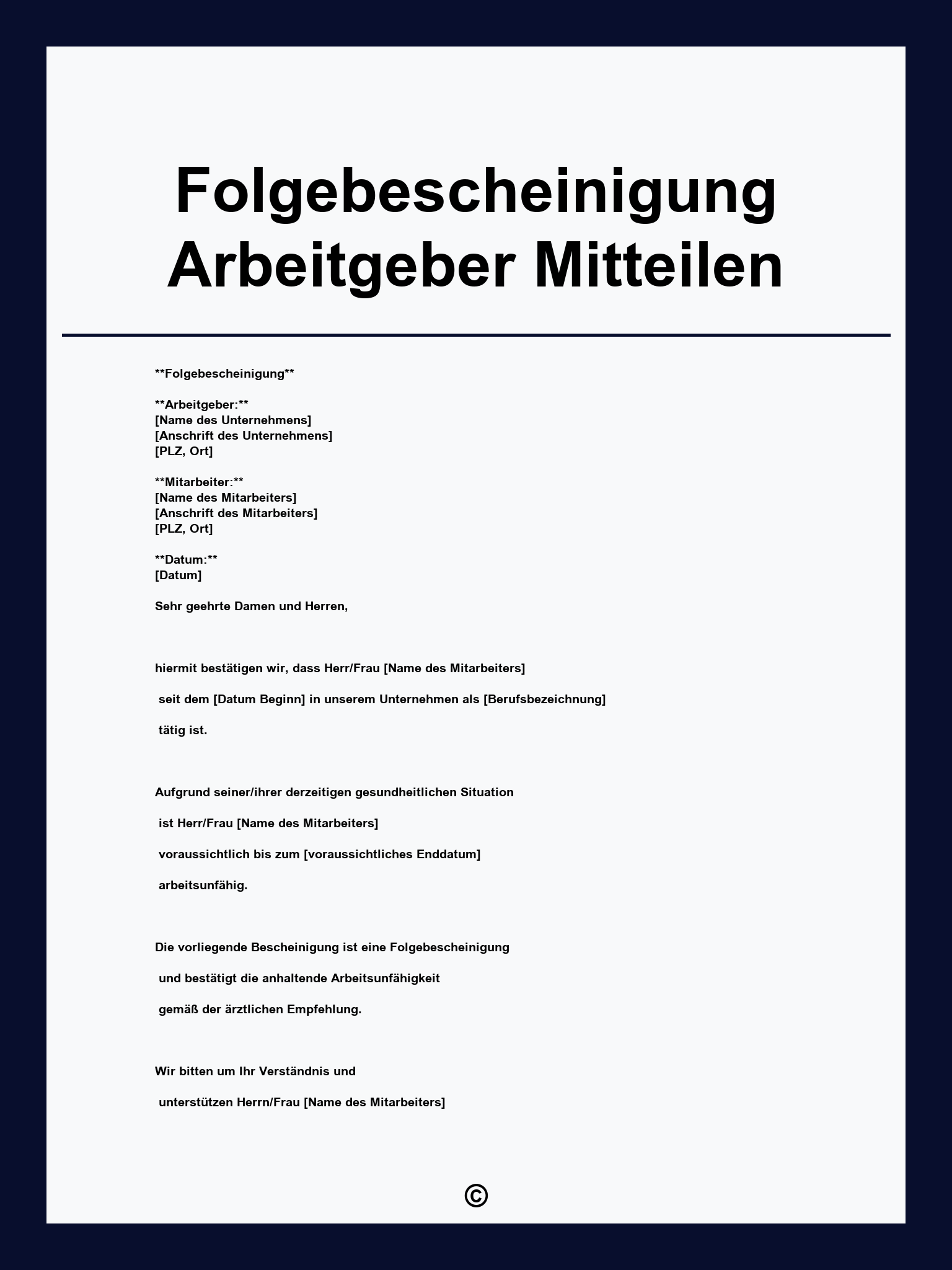 Folgebescheinigung Arbeitgeber Mitteilen Muster