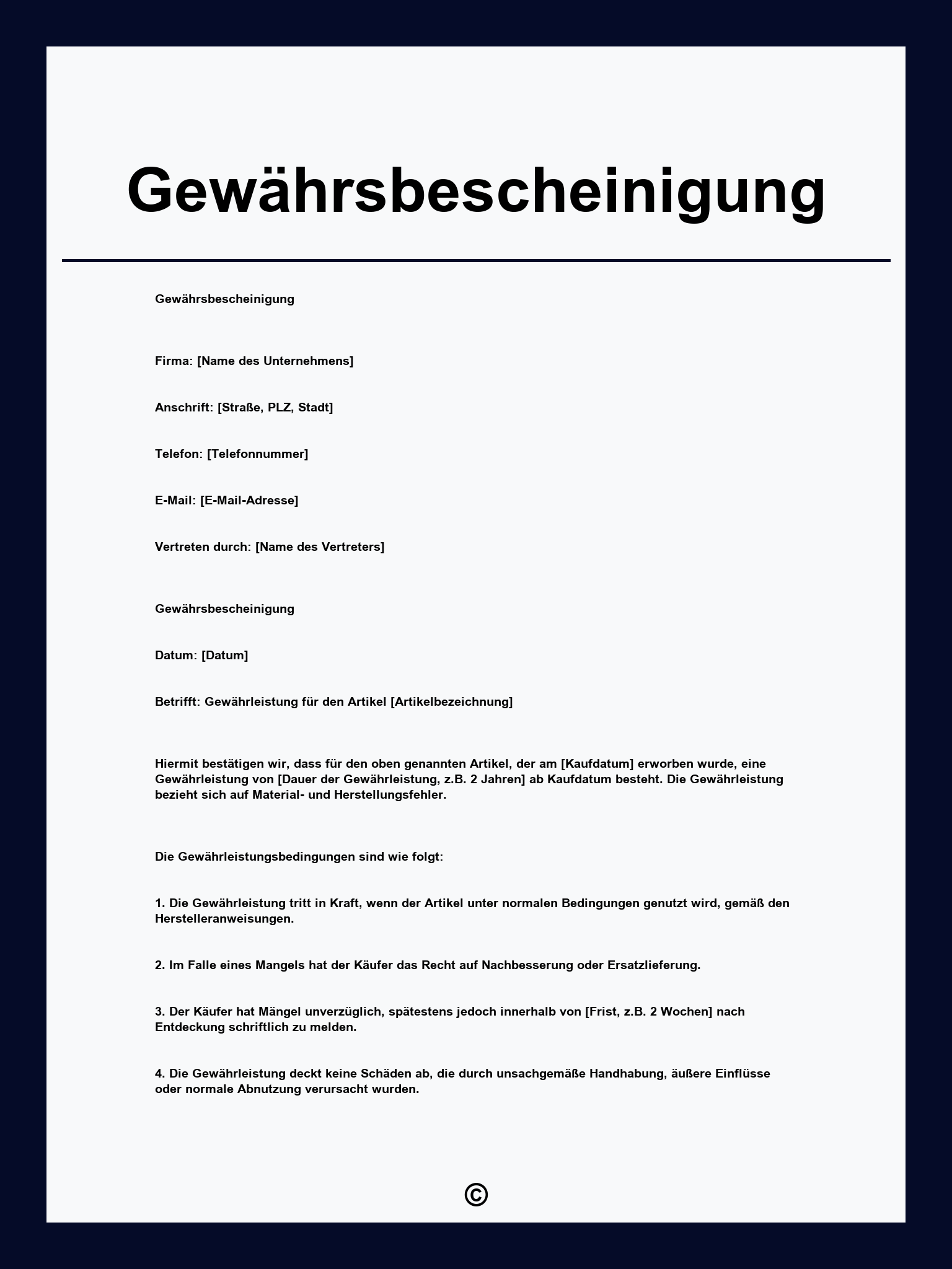 Gewährsbescheinigung