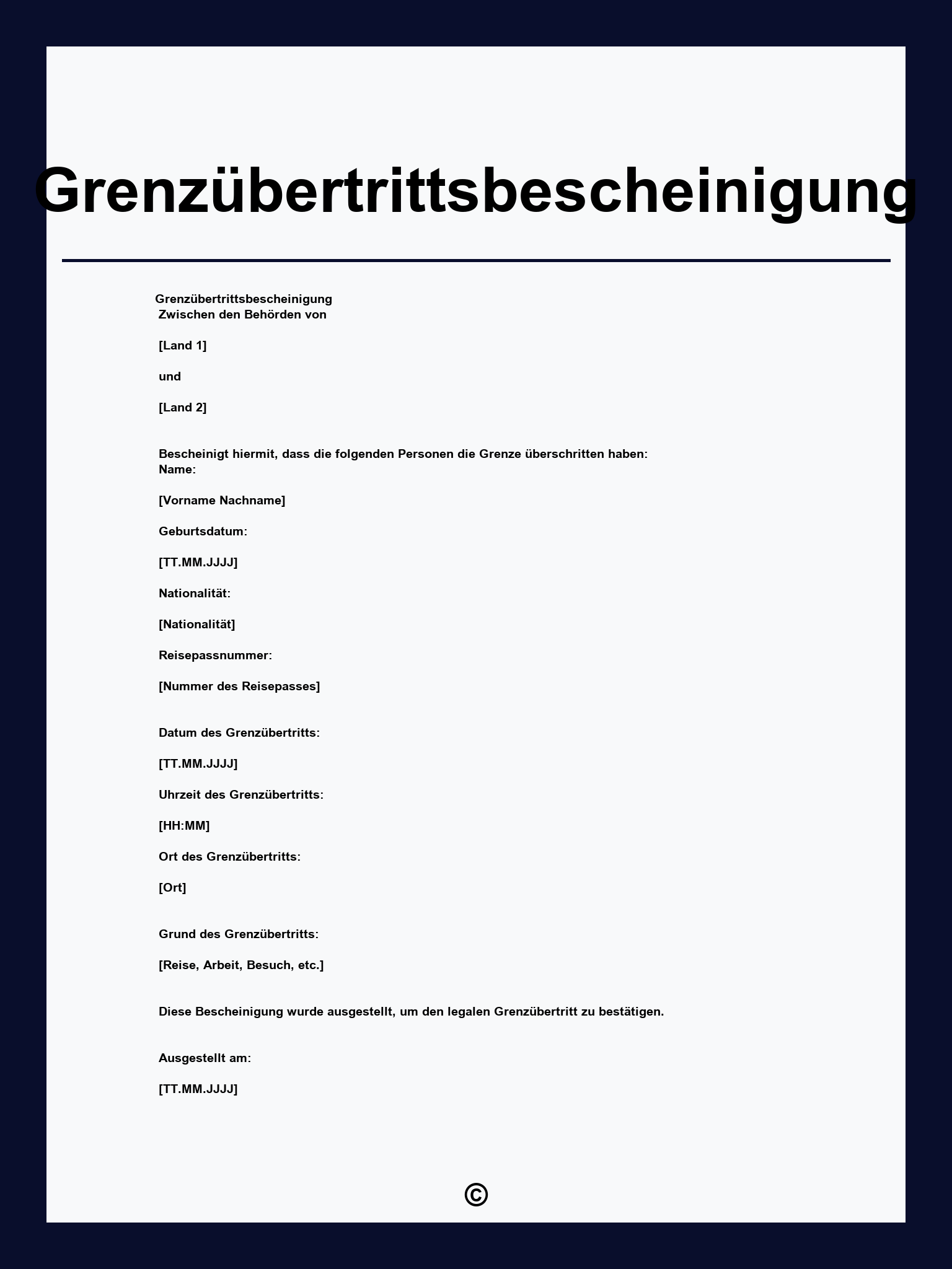Grenzübertrittsbescheinigung