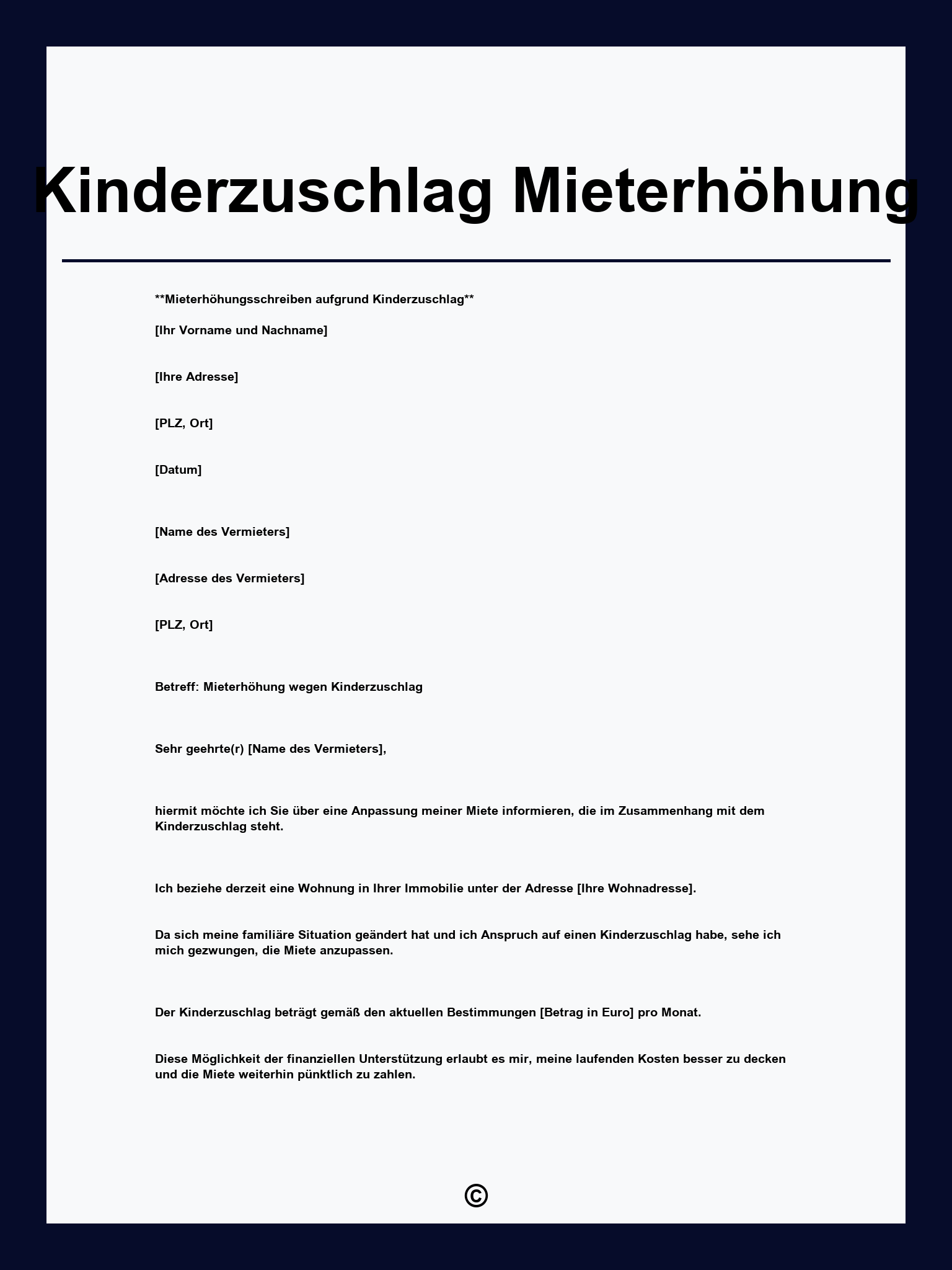 Kinderzuschlag Mieterhöhung