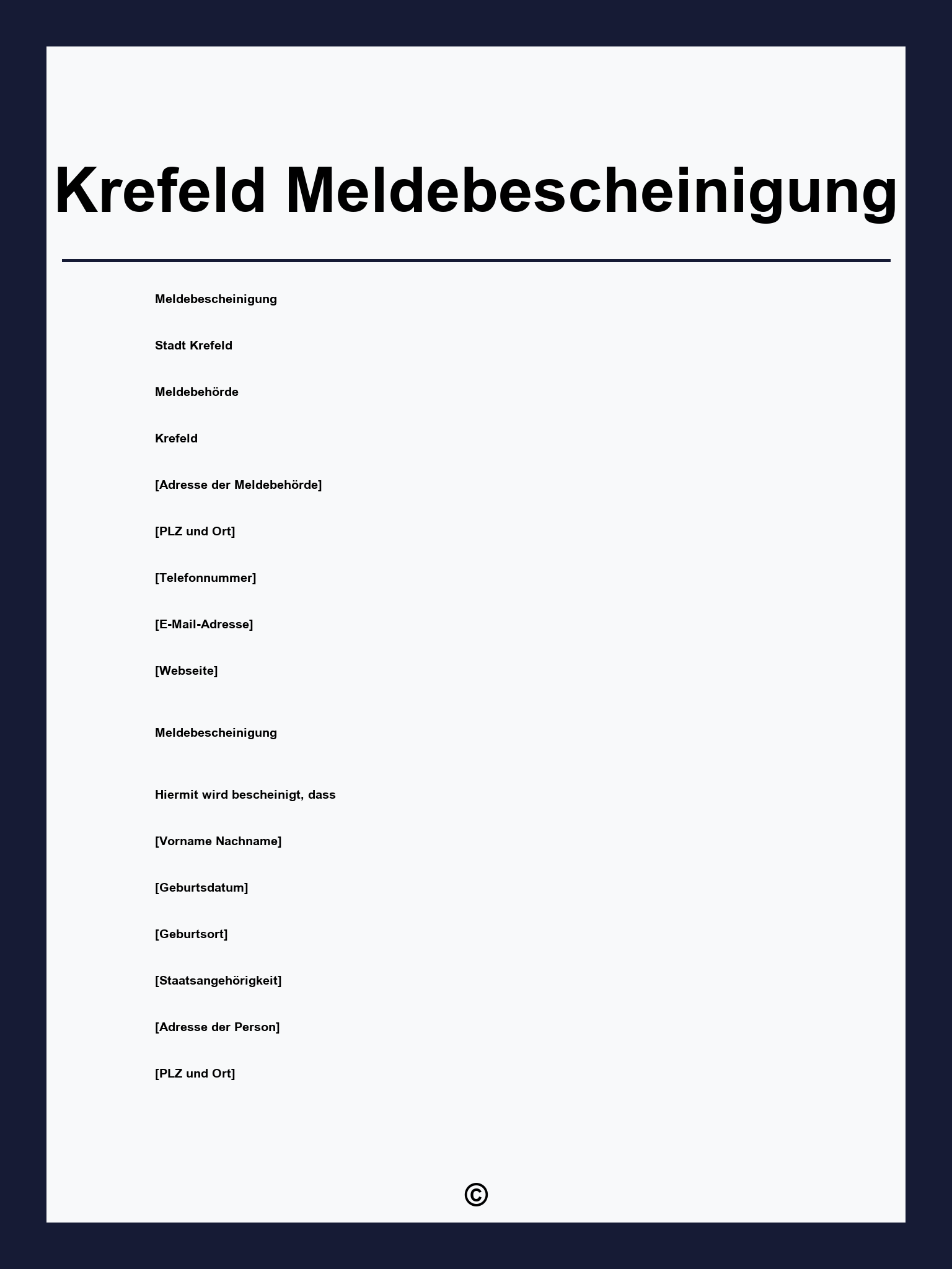 Krefeld Meldebescheinigung