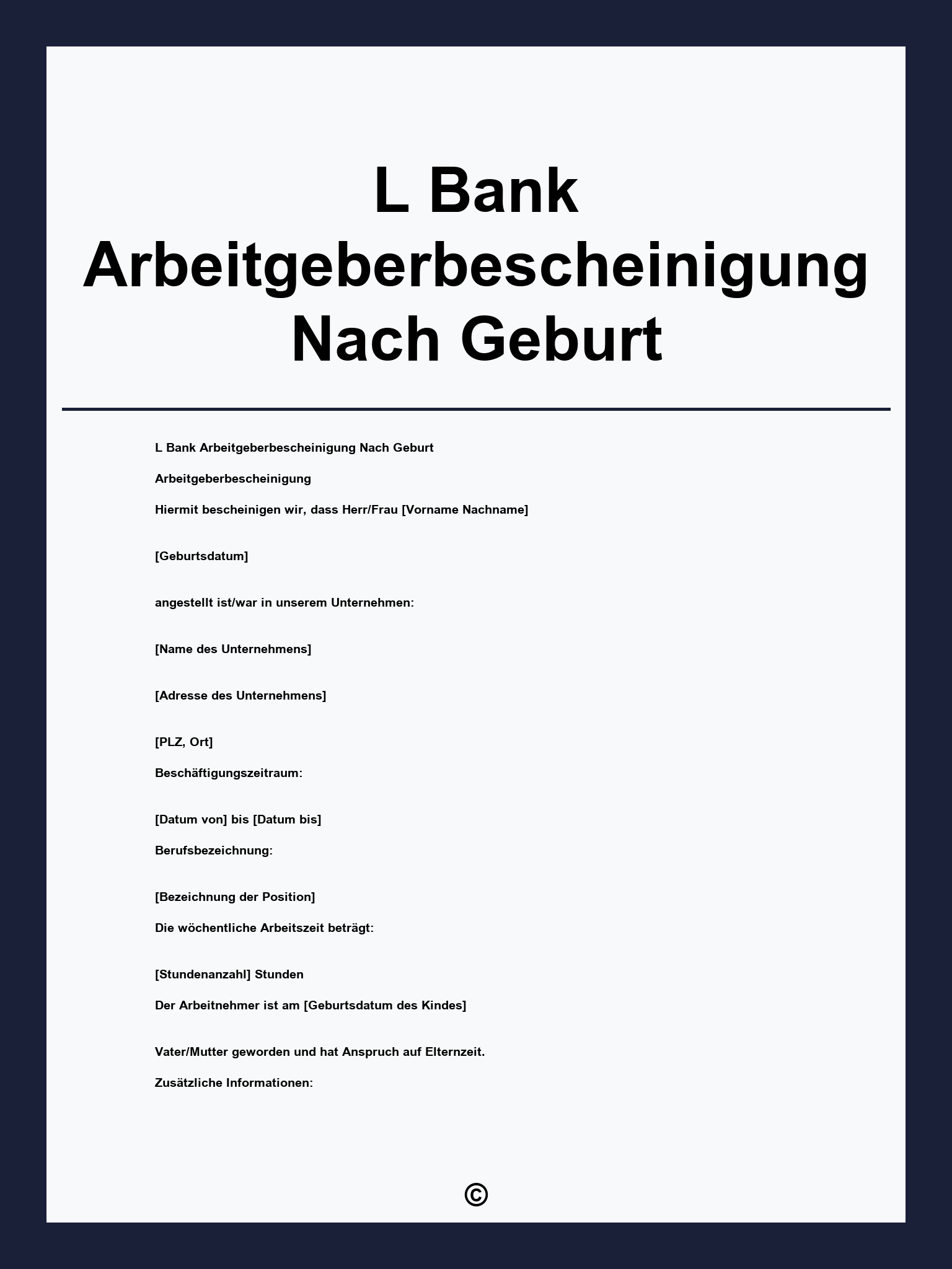 L-Bank Arbeitgeberbescheinigung Nach Geburt Zum Ausfüllen