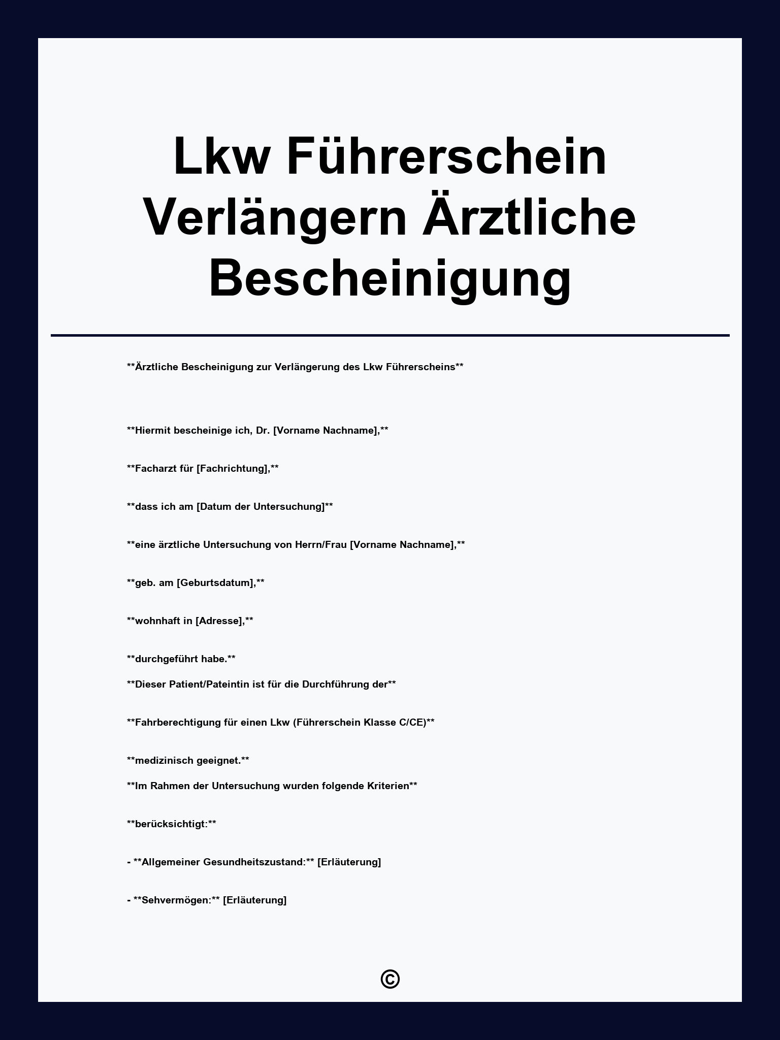 Lkw-Führerschein Verlängern Ärztliche Bescheinigung