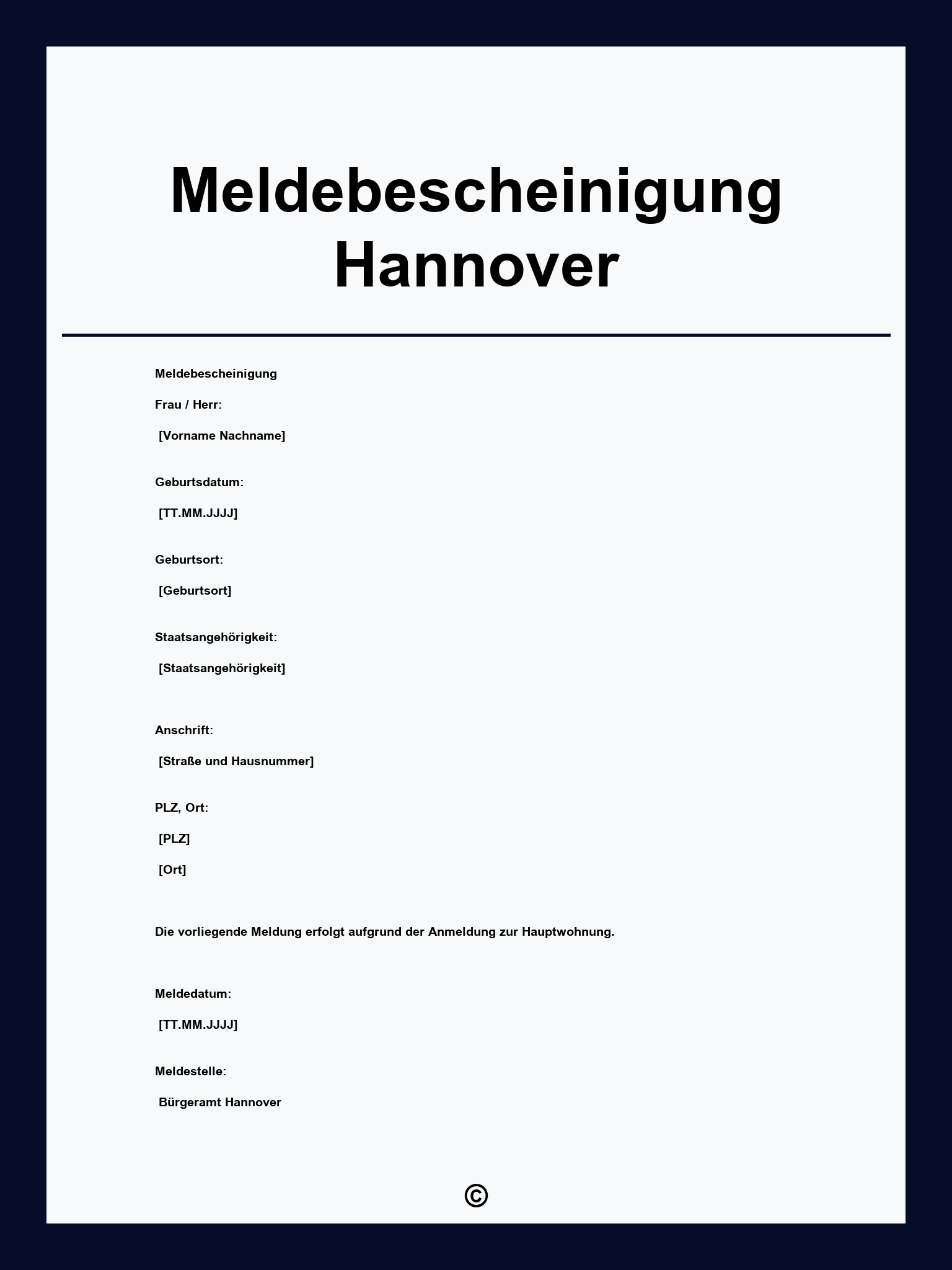 Meldebescheinigung Hannover