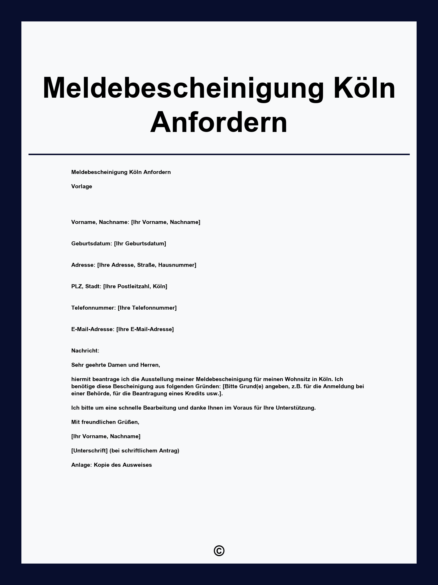 Meldebescheinigung Köln Online Anfordern