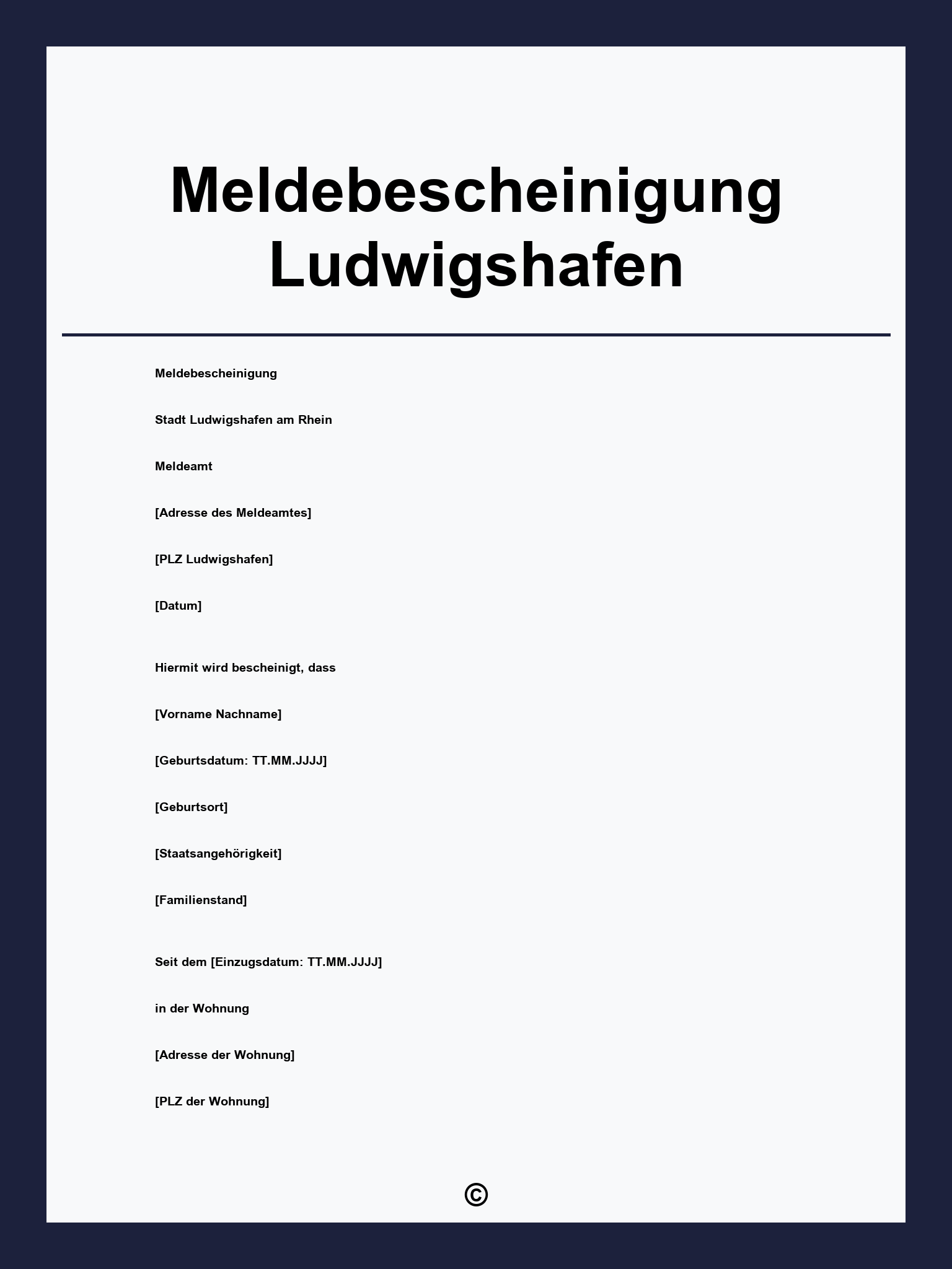 Meldebescheinigung Ludwigshafen Formular