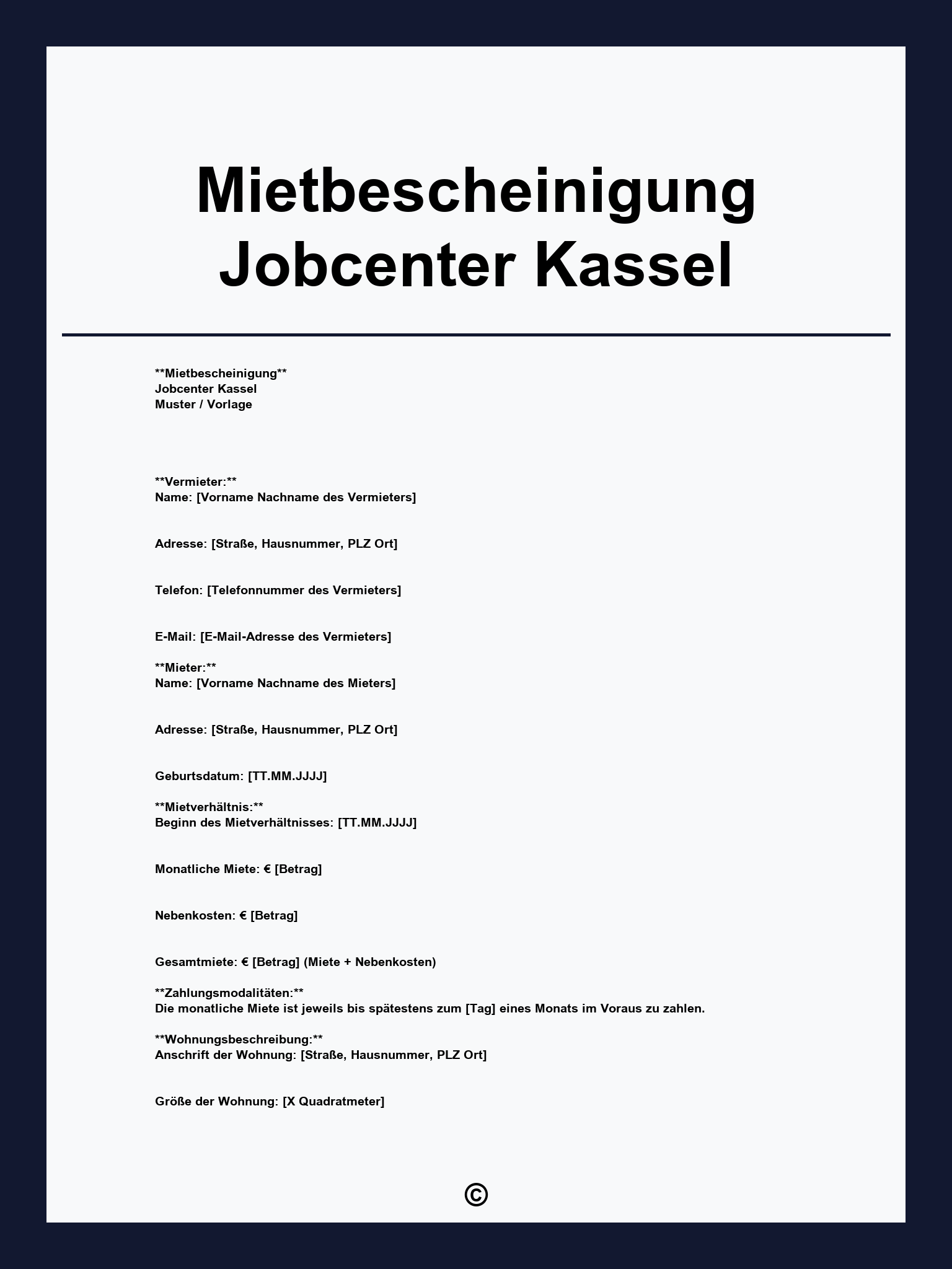 Mietbescheinigung Jobcenter Kassel