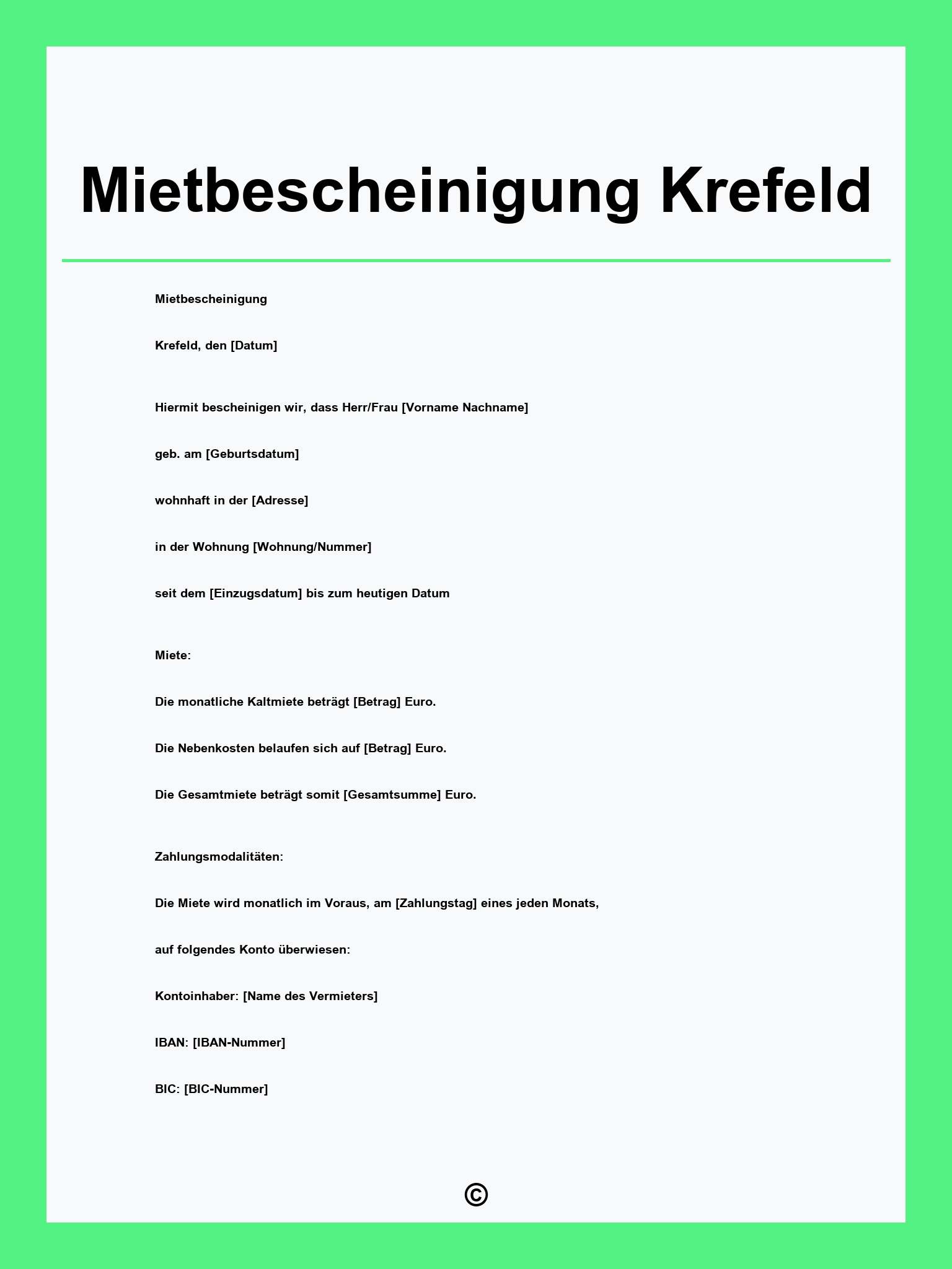 Mietbescheinigung Krefeld