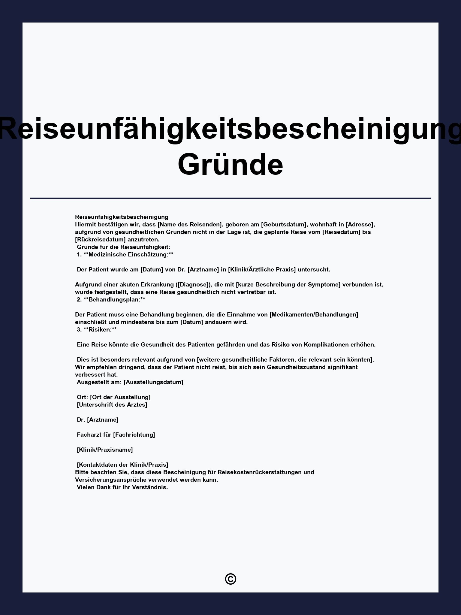 Reiseunfähigkeitsbescheinigung Gründe