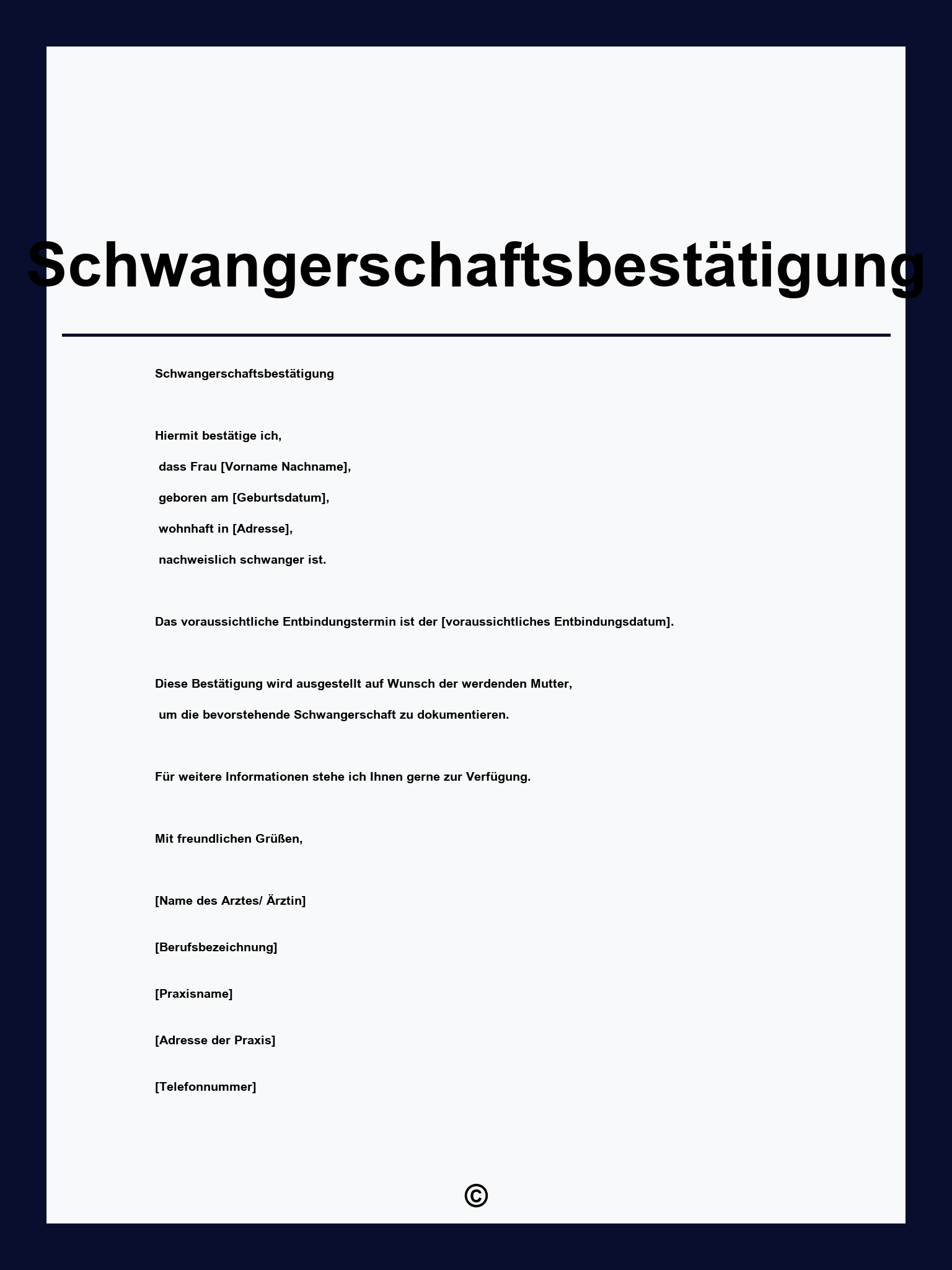 Schwangerschaftsbestätigung Vorlage
