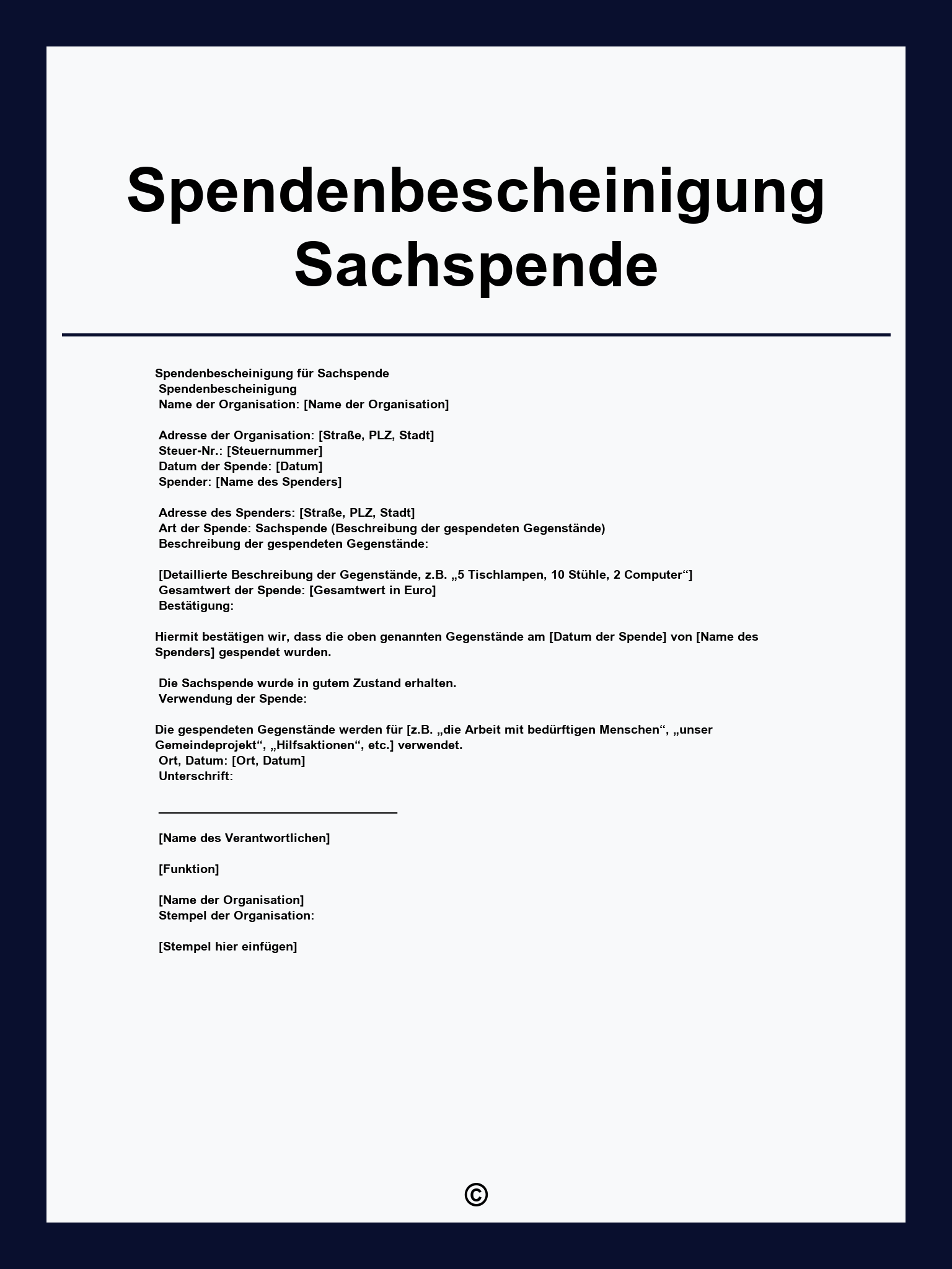 Spendenbescheinigung Sachspende Vorlage
