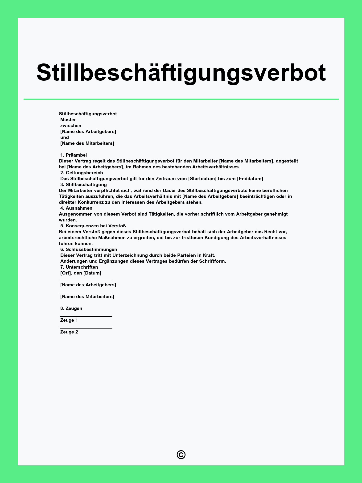 Stillbeschäftigungsverbot Vorlage