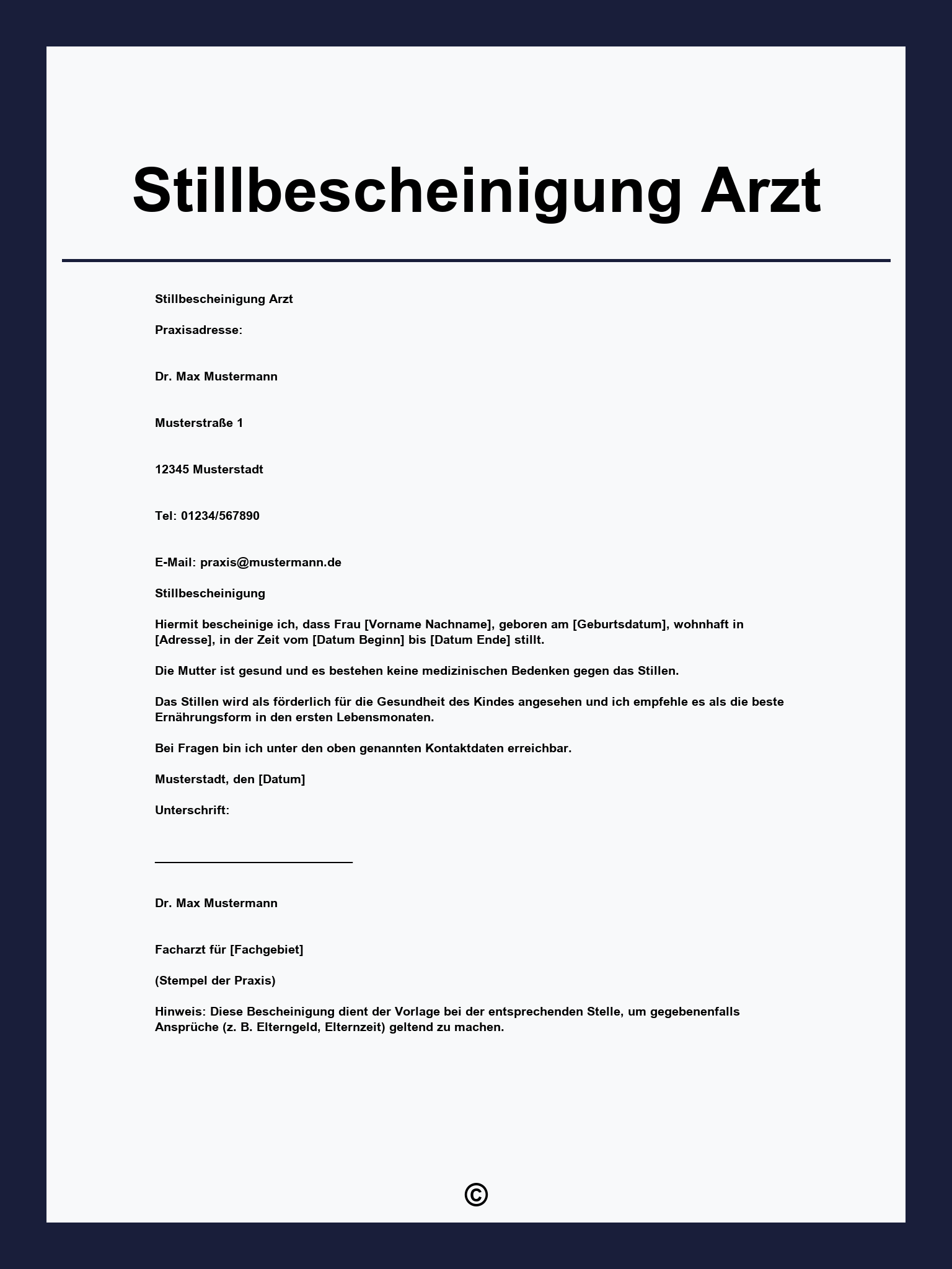 Stillbescheinigung Arzt