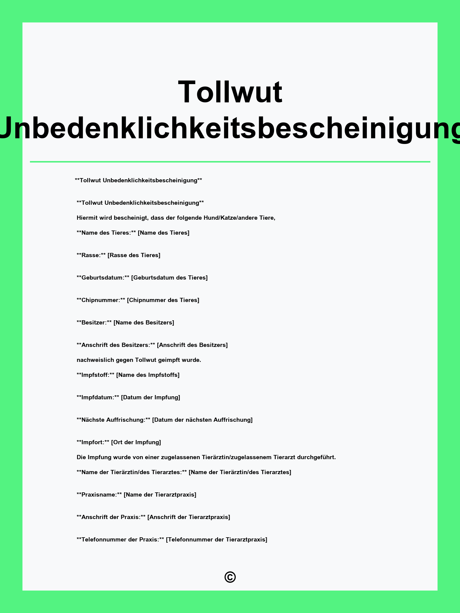 Tollwut Unbedenklichkeitsbescheinigung Deutschland