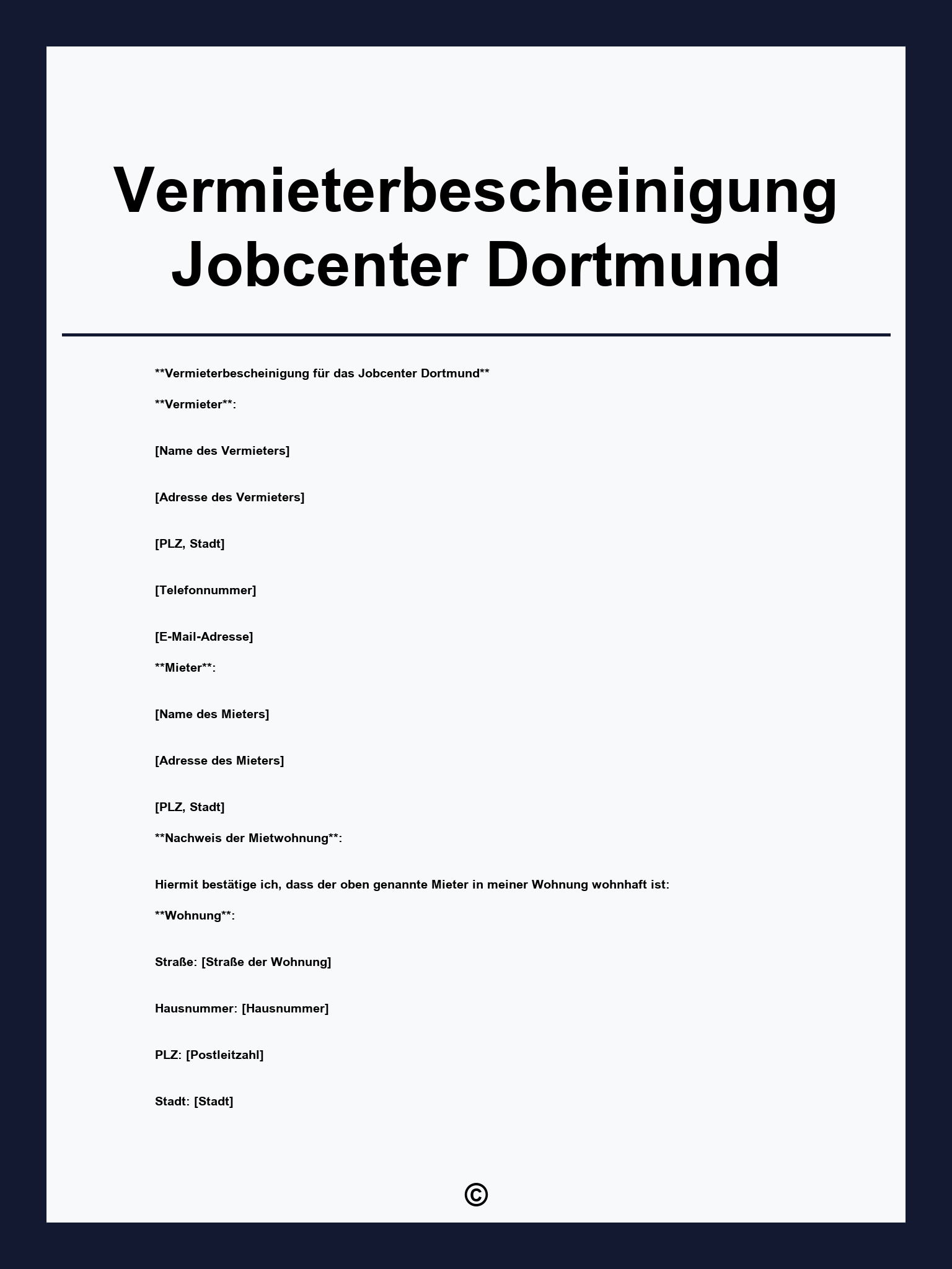 Vermieterbescheinigung Jobcenter Dortmund