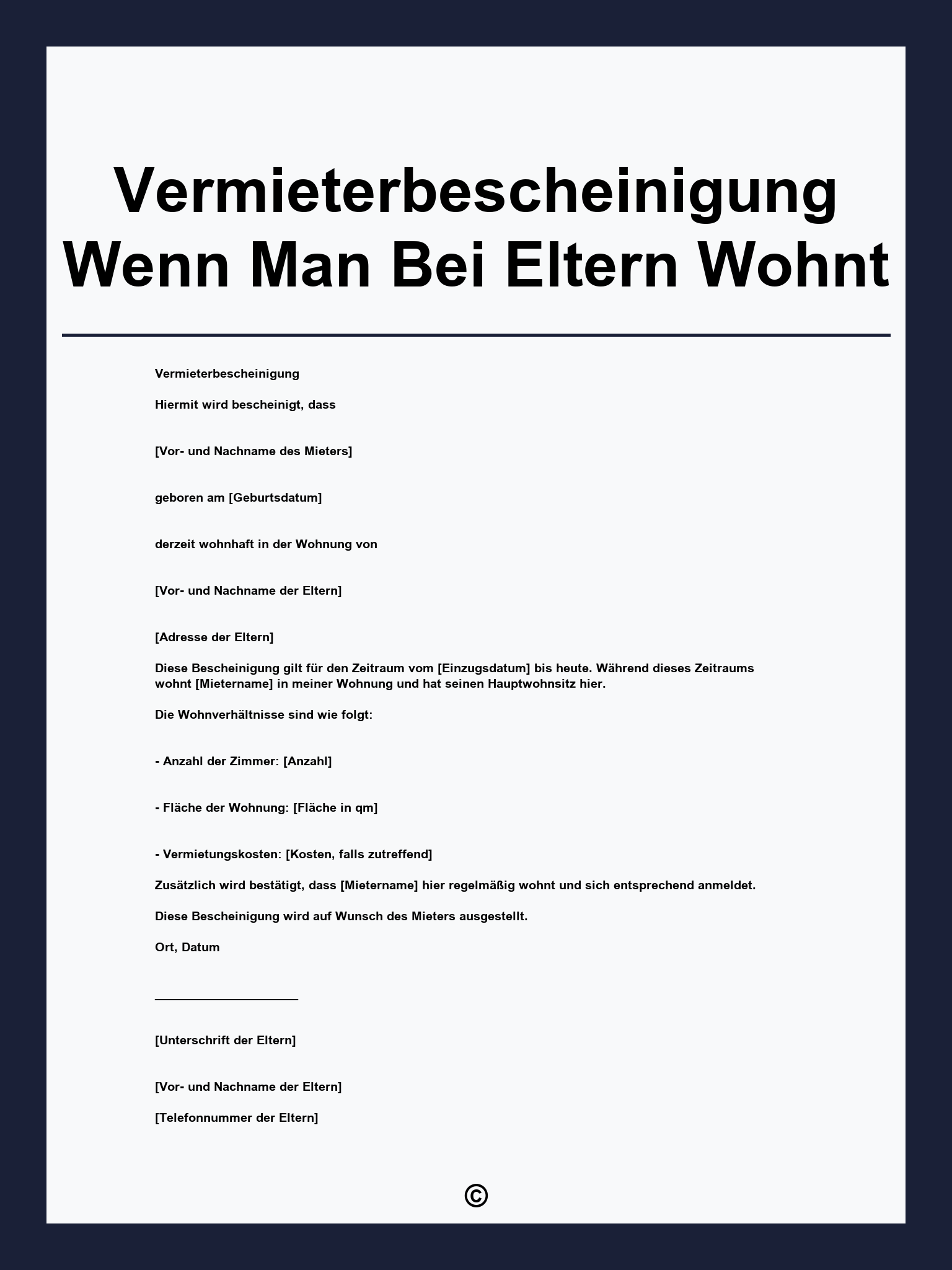 Vermieterbescheinigung Wenn Man Bei Eltern Wohnt