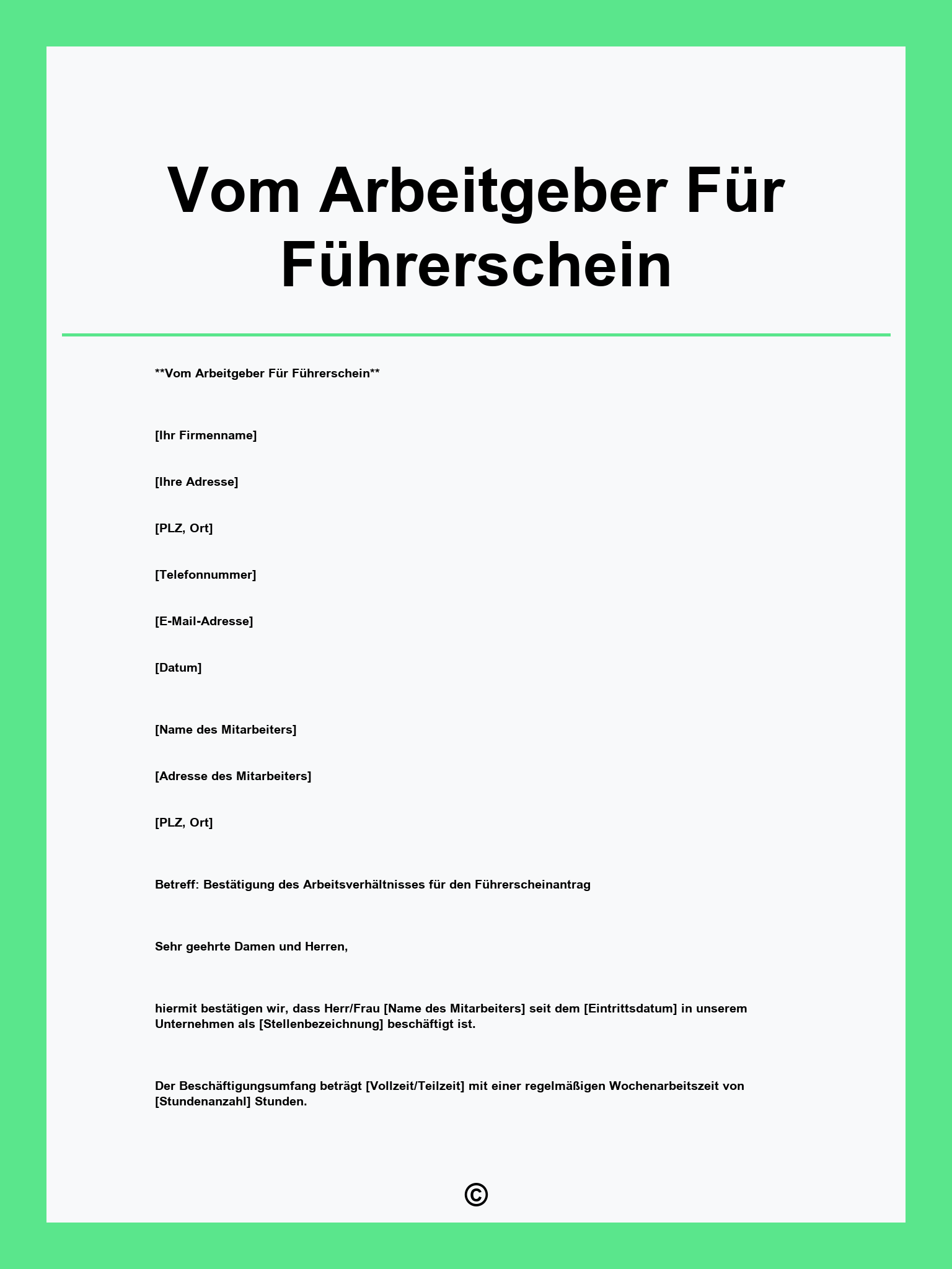 Schreiben Vom Arbeitgeber Für Führerschein