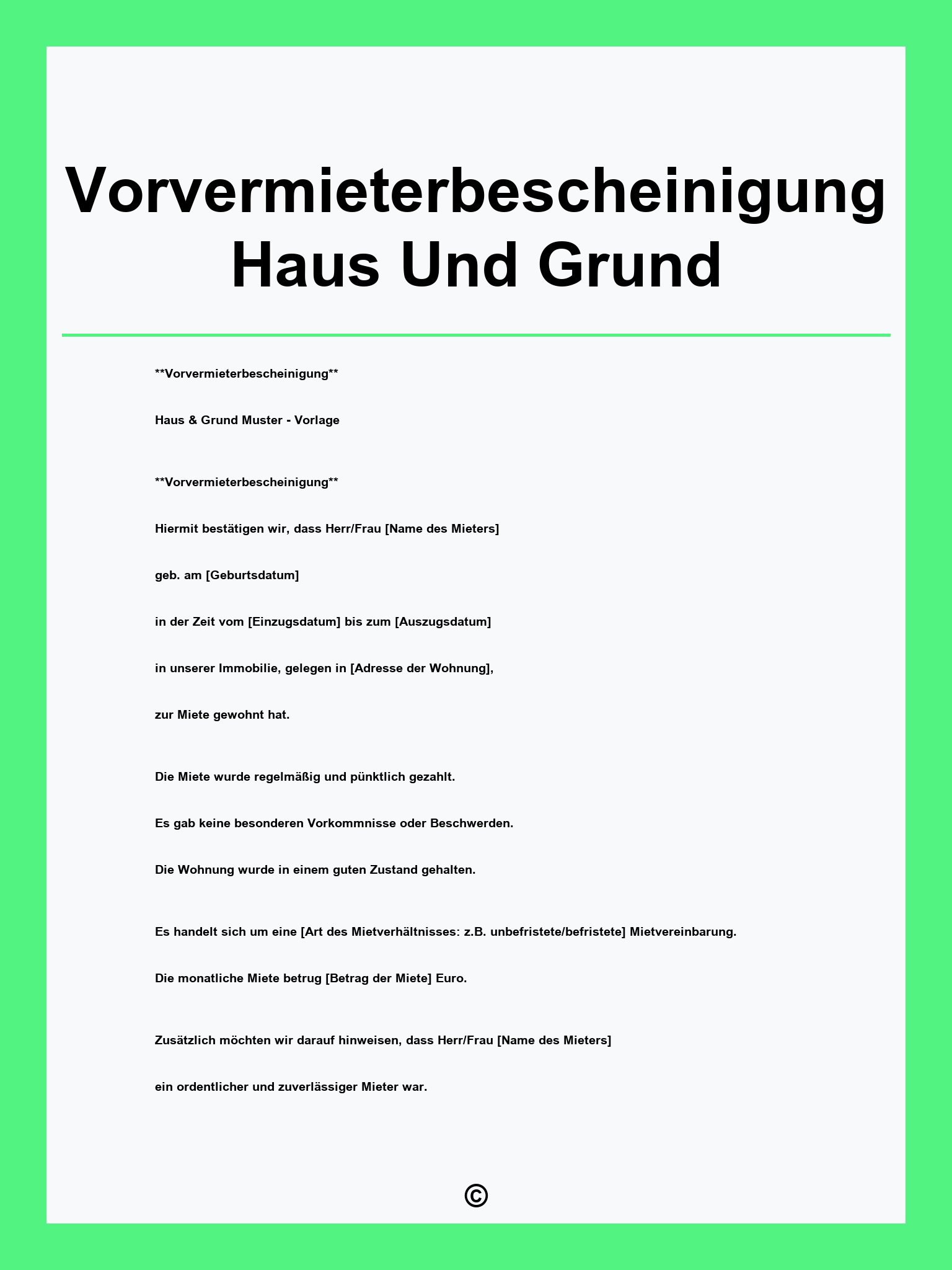 Vorvermieterbescheinigung Haus Und Grund