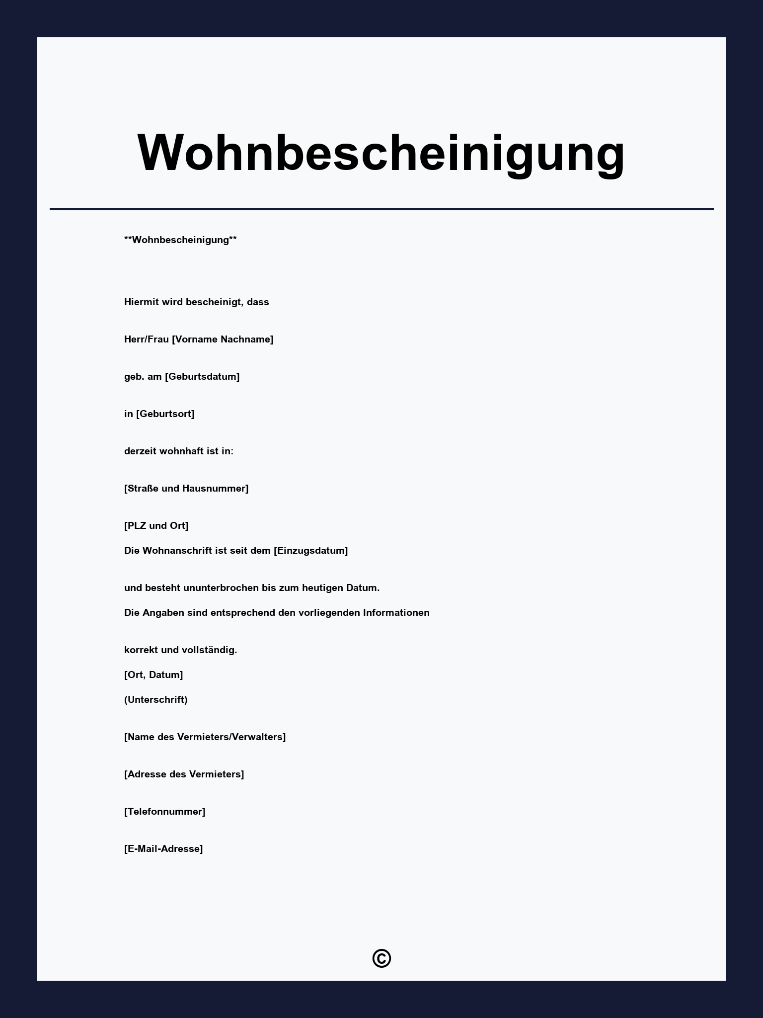 Wohnbescheinigung
