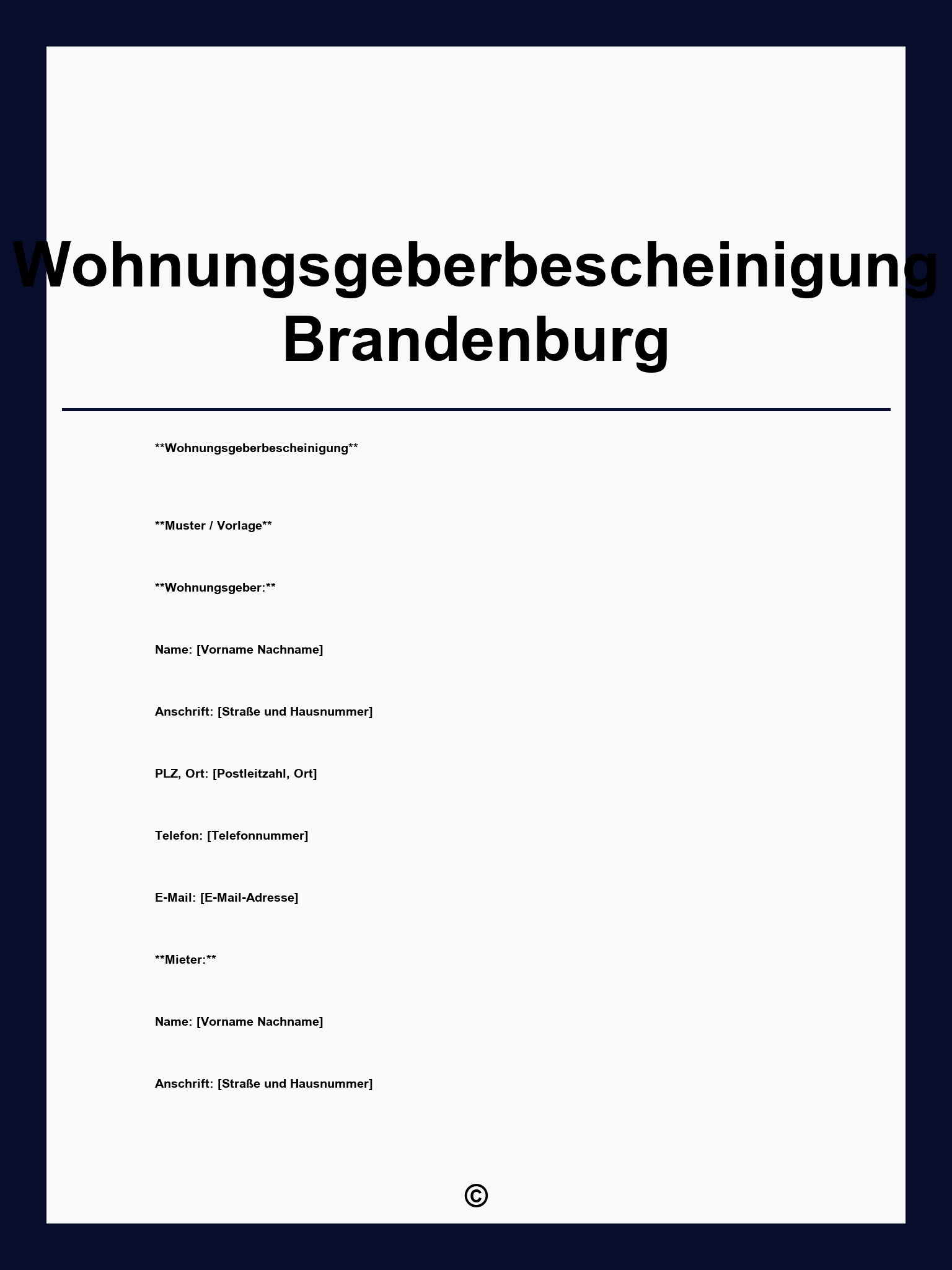 Wohnungsgeberbescheinigung Brandenburg