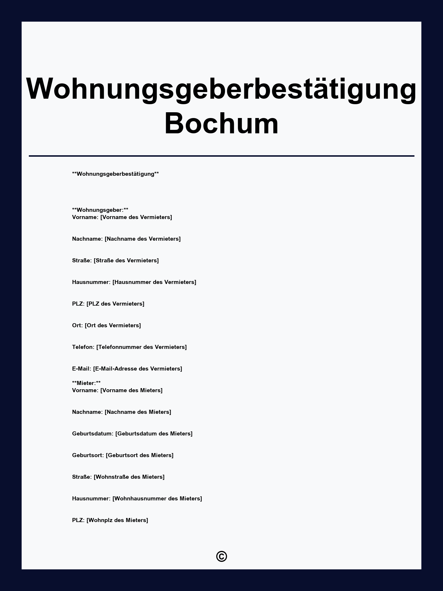 Wohnungsgeberbestätigung Bochum